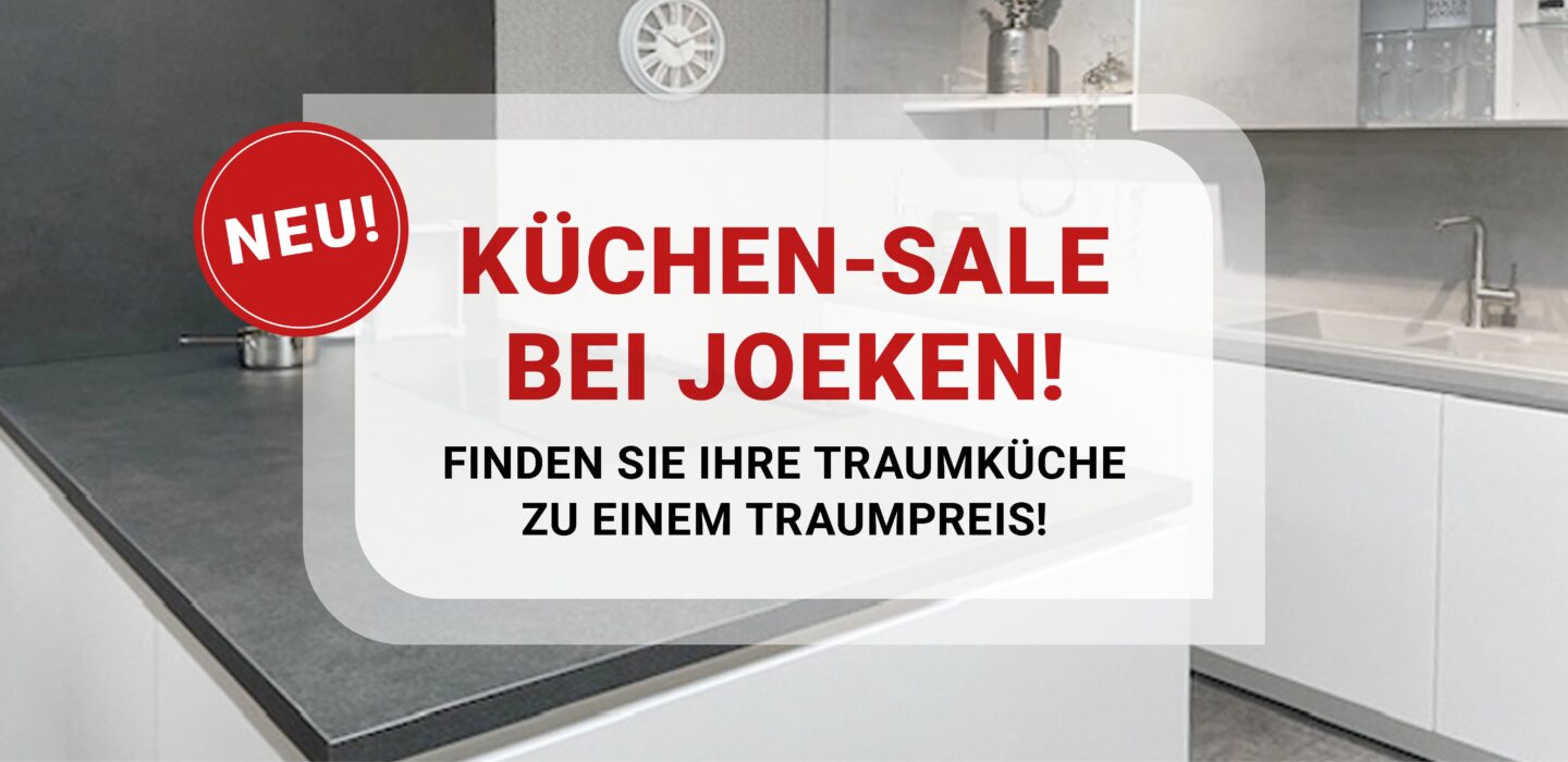 Header-Bild zum Küchen-Sale mit weisser Muster-Küche